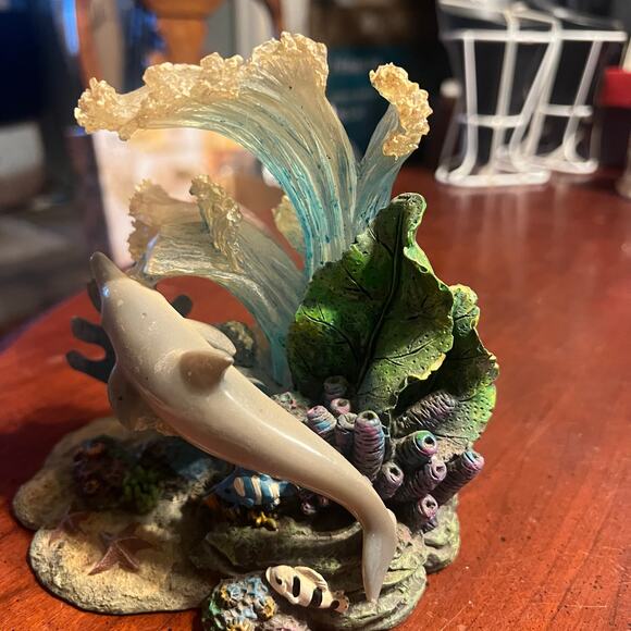 Vintage 3D Dolphin Ocean Statue Nautical Ocean Life Beachy Nature - Picture 7 of 11